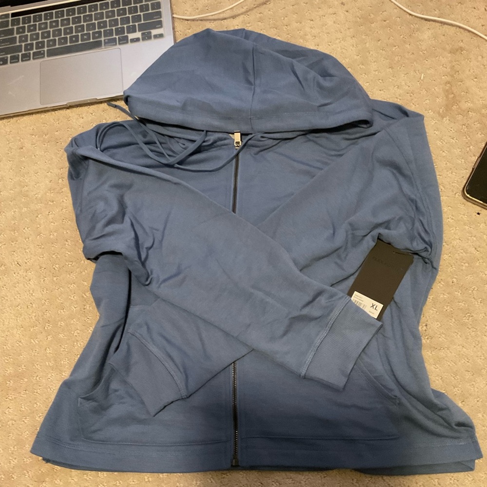 Blue athletic zip up